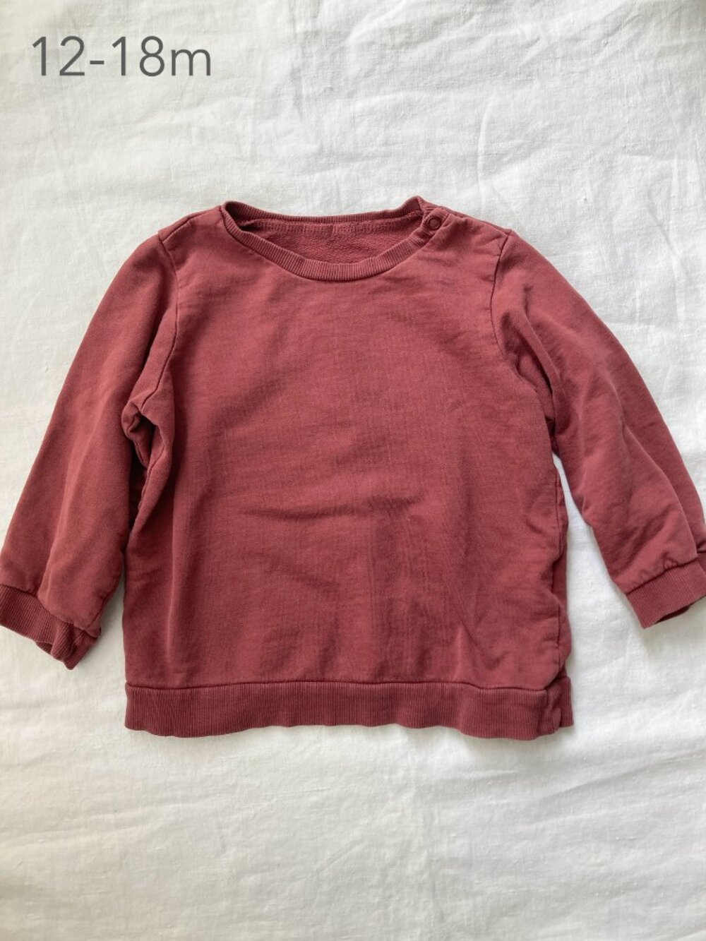(🎨$3 PLAY) H&M 12-18 Months Baby Toddler Maroon Red Crewneck Sweatshirt Fall